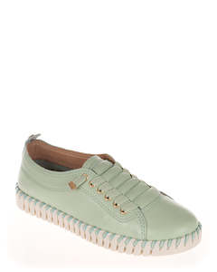 Low Back Sneakers: Nui X Neo Zenia Light Green Leather Casual