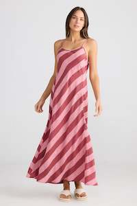 Shanty SH24260-7 Claro Porto Stripe Maxi Dress