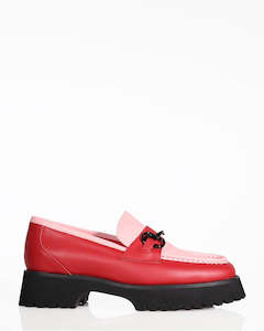 Brogue: Minx Square Bite Marks Leather Ruby Red Ballet Pink Brogue