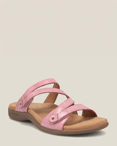 Taos Double U Rustic Pink Leather Slide