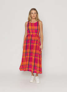 Two by Two Como Orange/Pink Check Tartan Linen