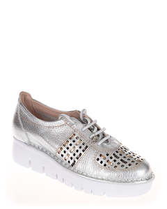 Peak Toe: Jose Saenz 4423-M Marta Plata Leather Lace Casual Sneaker