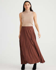 Skirts: Brave & True Alias Pleated Skirt Cocoa