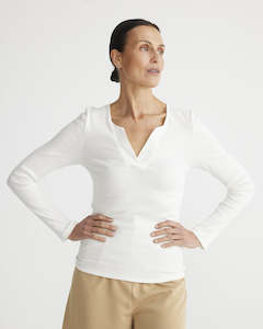 Basics: Brave & True Henley Top White