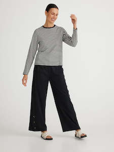 Brave & True Essential Long Sleeve Black Stripe Top