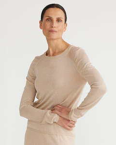 Brave & True Domenica Gathered Sleeve Knit Top Champagne