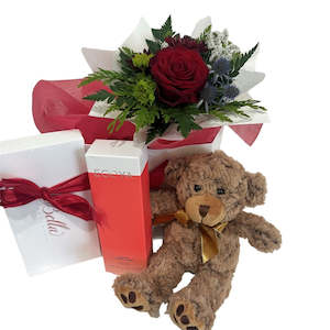 Valentines Rose, Chocolate, Ecoya & Teddy Gift