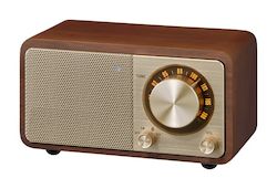 Sangean Radios: Sangean WR-7WT Genuine Mini Bluetooth speaker with FM tuner, rechargeable 36Hr battery Walnut