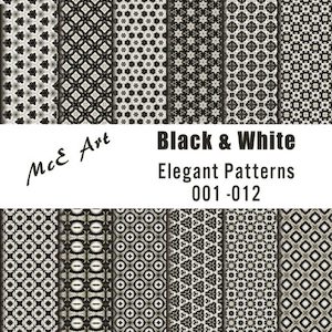 Elegant Black and White Patterns – Downloadable x 12