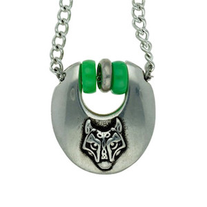 Viking Chunky Wolf Pendant with Jade Beads