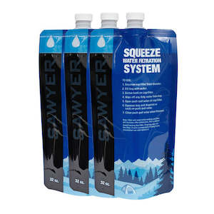 Sporting equipment: Sawyer 32 Oz. - 1.0L Squeezable Pouch for Water Filtration System, 3-Pack