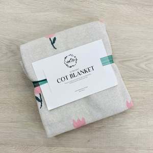 Cot Blanket - Creamy Pink Tulip