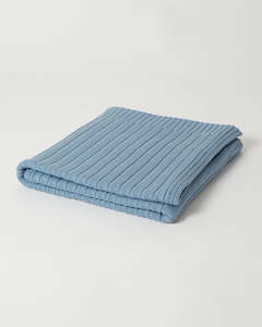 Sky Blue - Babu Merino Rib Knit Blanket