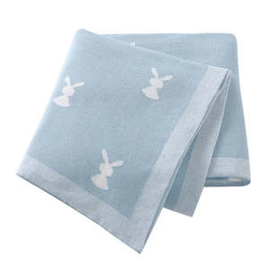 Cot Blanket - Baby Blue Rabbit