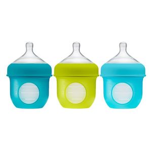 NURSH 4OZ  SILICONE POUCH BOTTLE 3PK BLUE