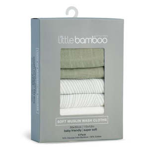 Bayleaf - Little Bamboo - Soft Muslin Wash Cloth - 6 Pack