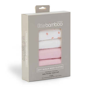 Dusty Pink Little Bamboo - Soft Muslin Wash Cloth - 6 Pack