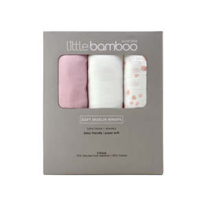 Little Bamboo Soft Muslin Wraps - 3pk / Dusty Pink