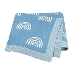 Cot Blanket - Baby Blue Rainbow