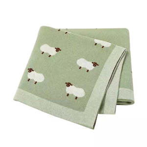 Cot Blanket - Sage Sheep