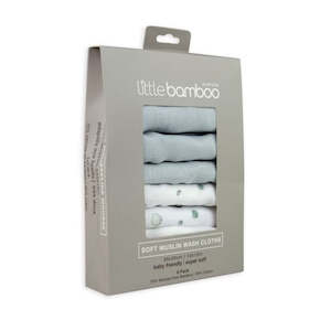 Little Bamboo - Soft Muslin Wash Cloth - 6 Pack - Whisper