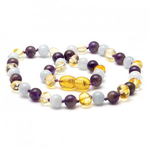 Baltic Amber & Gemstone 32cm - Amber Teething Necklace