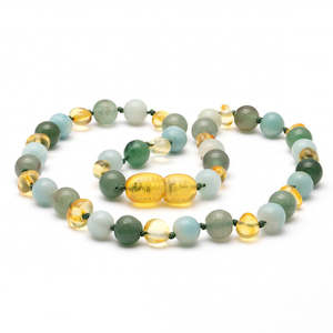 Baltic Amber & Gemstone 32cm - Amber Teething Necklace