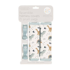 Harness Covers & Pegs - Beige Dinosaurs