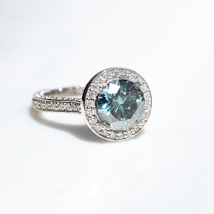 Rings: Penelope Blue Diamond Halo Ring