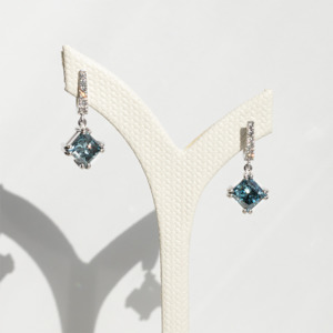 Earrings: Mina Princess Cut Diamond Drop Earrings