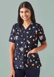 Biz Care Space Party Scrub Top CST148LS