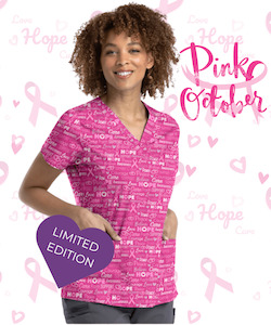 MC Prints V-Neck Print Top Cancer Awareness - Limited MC9810PKHP