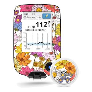 Freestyle Libre Reader & 1x Sensor Decal - 70's Florals