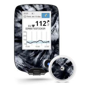 Freestyle Libre Reader & 1x Sensor Decal - Tie Dye Black/Grey