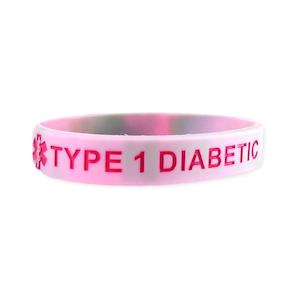 Type 1 Diabetic Silicone Bracelet Youth - Pink Camo