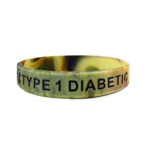 Type 1 Diabetic Silicone Bracelet Youth - Green Camo