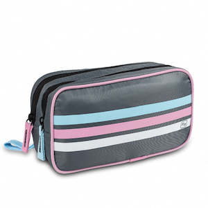 Elite Bags: Diabetes Case - Retro Grey/Pink Stripe