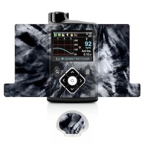 Medtronic MiniMed Pump Decal - Tie Dye Black/Grey