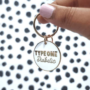 Type One Diabetic Keychain: White