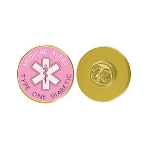 Medical Alert Type One Diabetic Pink Pin Badge