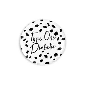 Badges: Black Spotty Type One Diabetic Button Badge