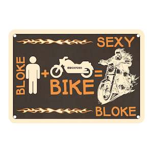 Oxford: Oxford Garage Metal Sign: "Bloke Man + Bike = Sexy Bloke"