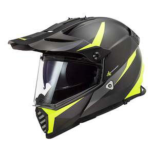 LS2 MX436 Pioneer Evo Router Helmet - Matte Black / Hi-Vis Yellow