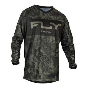 Off Road Jerseys: Fly Racing 2024 F-16 S.E. Kryptek Jersey - Moss Grey / Black