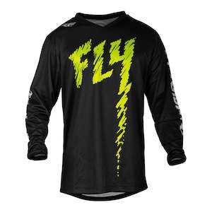 Off Road Jerseys: Fly Racing 2024 Youth F-16 Jersey - Black / Neon Green / Light Grey