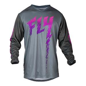 Off Road Jerseys: Fly Racing 2024 F-16 Youth Jersey - Grey / Charcoal / Pink