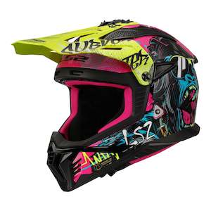 LS2 MX708 Fast II Gorilla Helmet - Purple / Hi-Vis Yellow 06