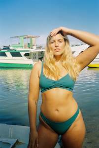 Olivia Rouched Triangle Bikini Top Vital Green