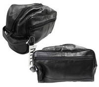 Men's Toilet Bag- Black PU Leather