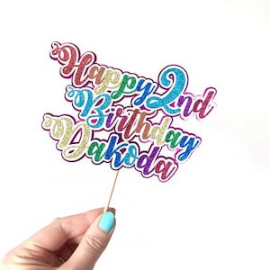 Rainbow Text Cake Topper